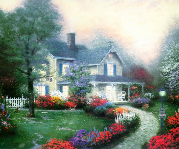 (image for) Handmade oil painting Copy paintings of famous artists Thomas Kinkade's painting, NO.121